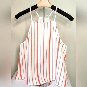 Everly Top NWOT‎ Women's Size Medium Orange Stripe Tart Deco Halter
